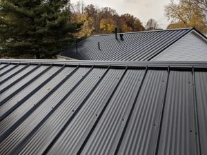Black metal roof installed on home in Hilliard Ohio